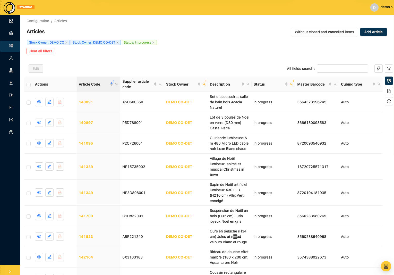Liste articles & recherche multi-champs