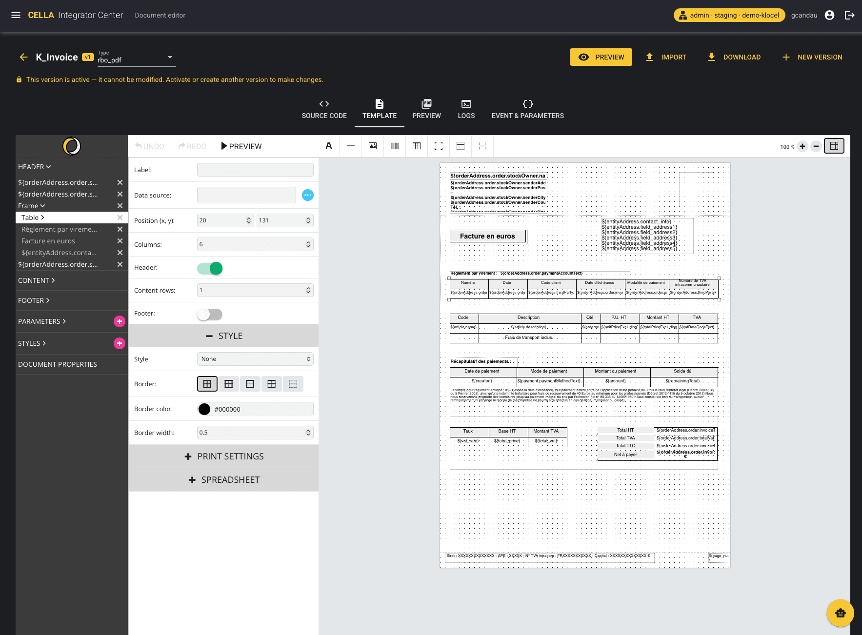 L’éditeur de documents : structure, propriétés et aperçu du PDF