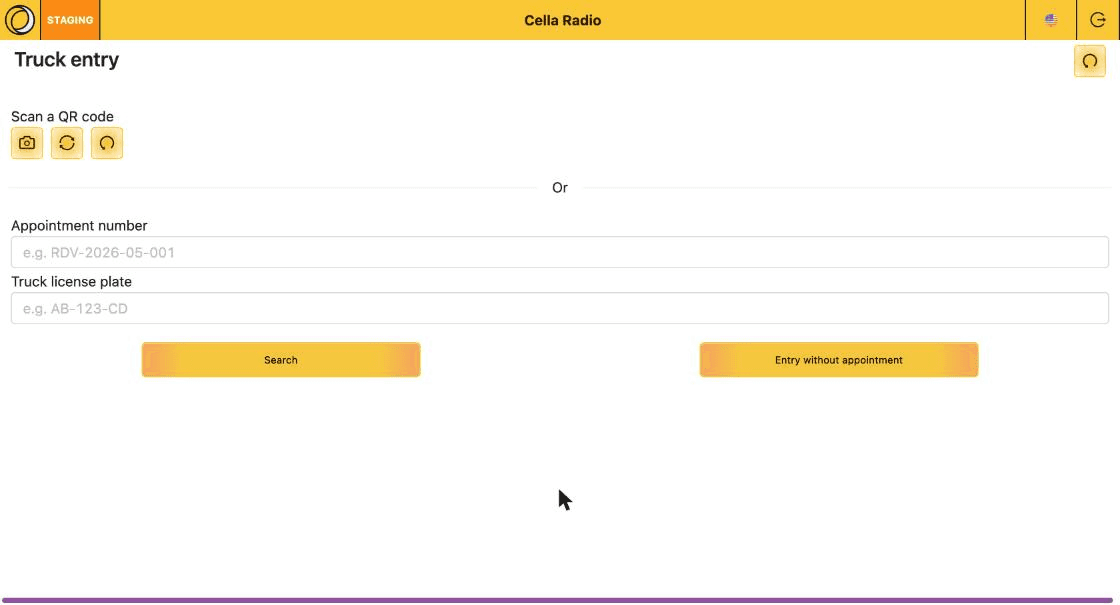 Entrée camion en libre-service sur tablette